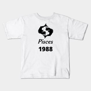 Black Zodiac Birthday Pisces 1988 Kids T-Shirt